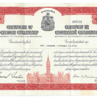 Certificate of Canadian Citizenship, Impi Virta, 1959